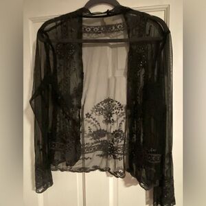 J. Jill Sheer black lace button down/cardigan size 8.